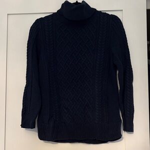 Navy Blue Banana Republic Cable Knit Turtleneck Sweater